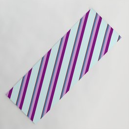 [ Thumbnail: Dark Red, Blue, Plum, Purple & Light Cyan Colored Stripes/Lines Pattern Yoga Mat ]