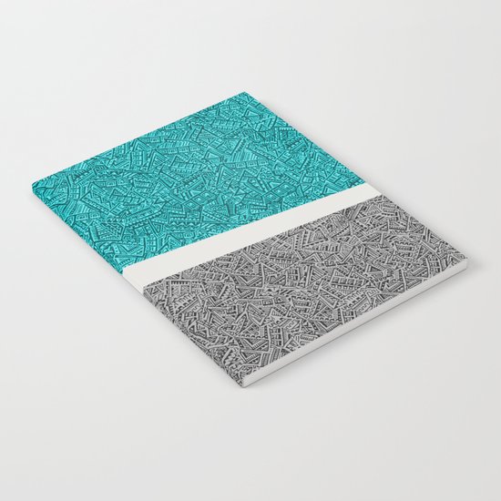 Digital Pen & Ink: Turquoise & Black Doodles Notebook