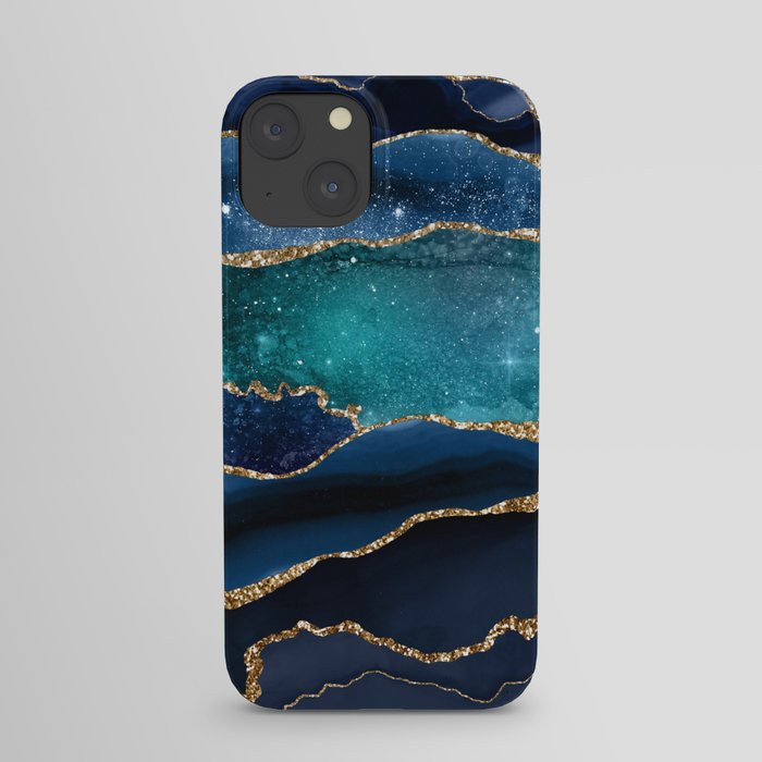 Blue Night Galaxy Marble iPhone Case