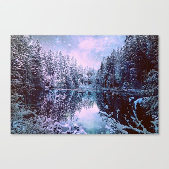 Lavender Blue Winter Wonderland Forest Canvas Print