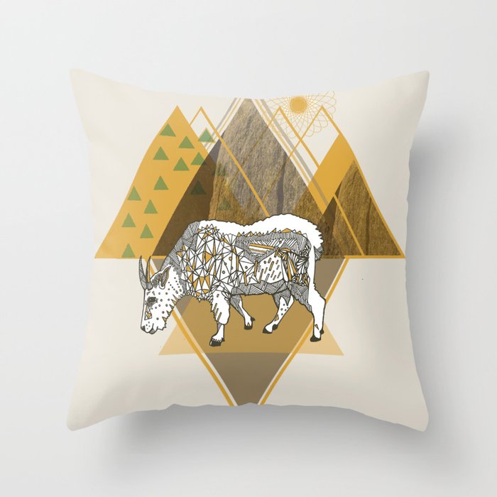 Mountain Goat Throw Pillow