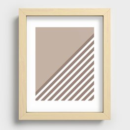 Color Block & Stripes Geometric Print, Mocha and White Recessed Framed Print