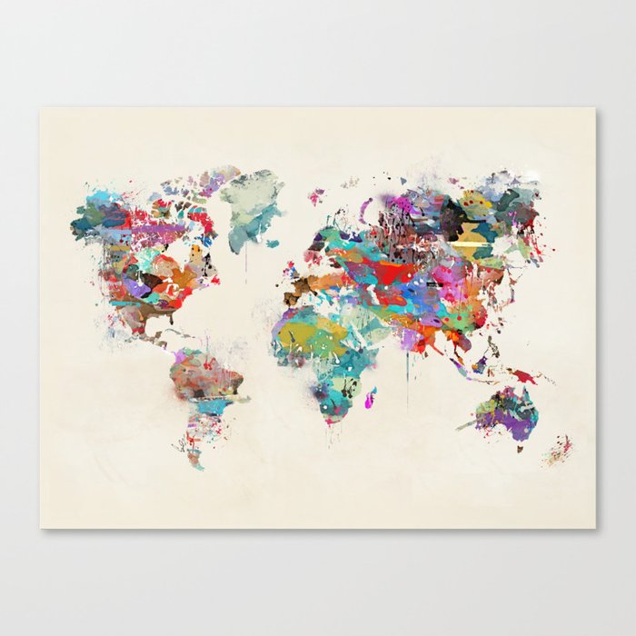 world map watercolor Canvas Print