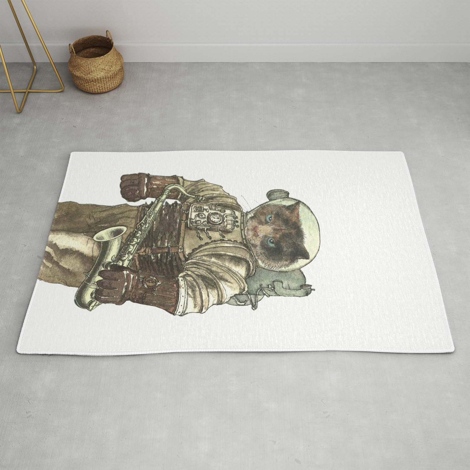Space Cat With Saxophone Rug By Felissimha Society6 Space Cat With Saxophone Rug By Felissimha Society6