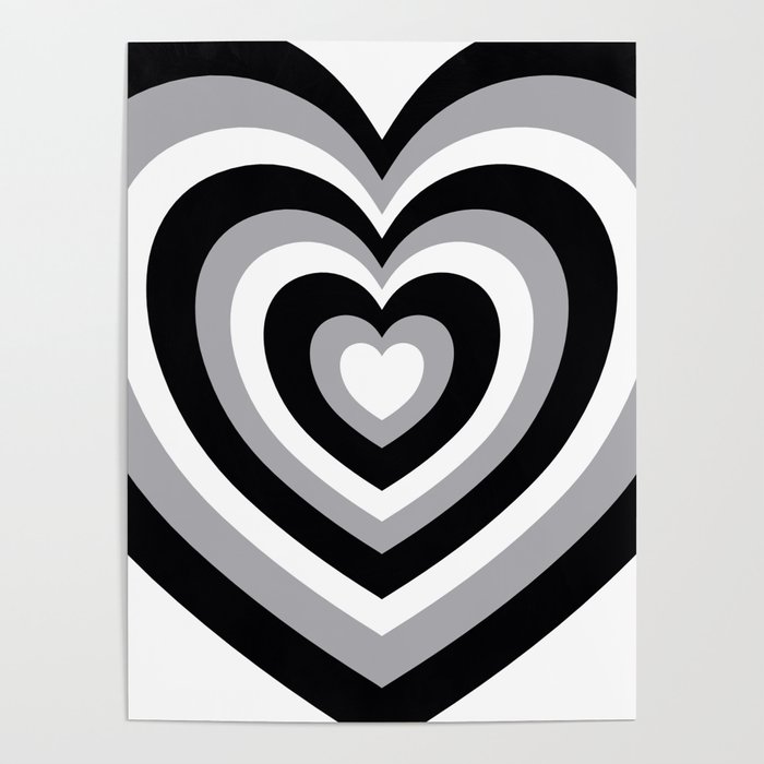Hypnotic Black & White Hearts  Poster