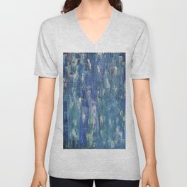 Abstract blue V Neck T Shirt
