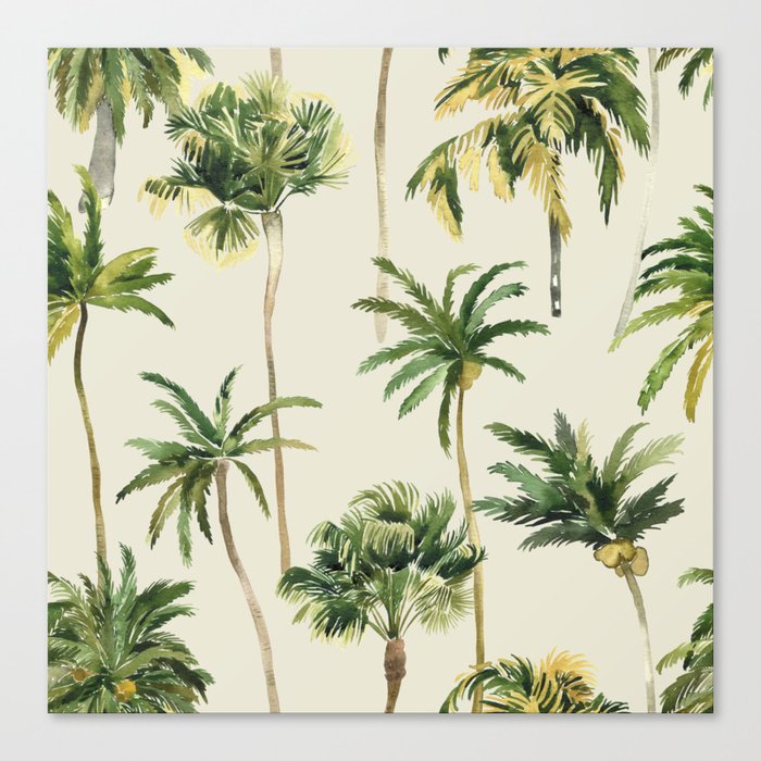 Watercolor Palm Trees Canvas Print