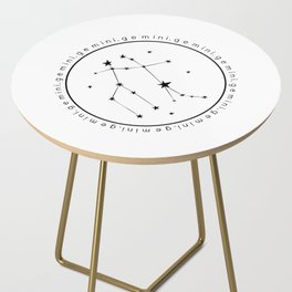 Gemini Zodiac | Black & White Circle Side Table