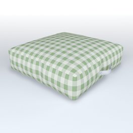 Gingham Pattern - Natural Green Outdoor Floor Cushion