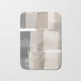 Grey and Beige Minimalist Geometric Abstract “Building Blocks” Bath Mat