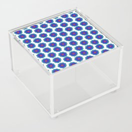 Simple Blue Flowers with Polka Dots on White Acrylic Box