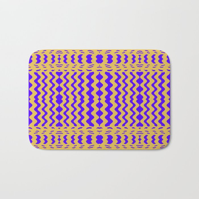 Bright Purple Yellow Wavy Lines Bath Mat