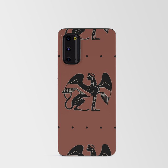 Seamless ethnic pattern with fantastic winged sphinxes. Ancient Greek vase painting motif.  Android Card Case