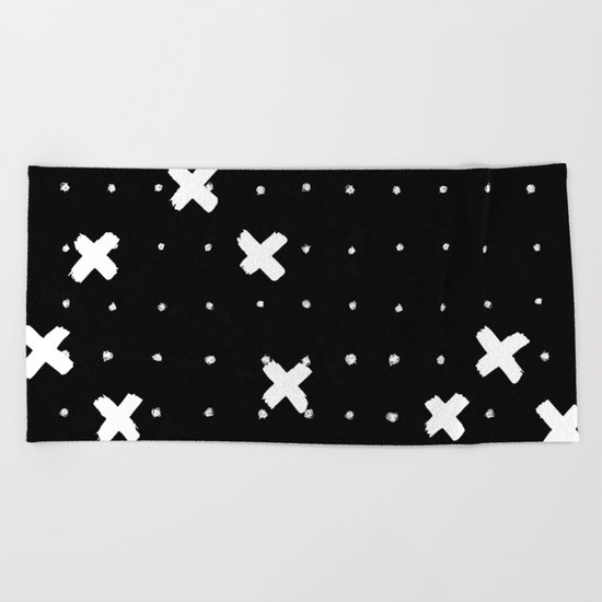 Cosine White on Black Beach Towel