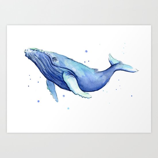 Humpback Whale Watercolor Animal Painting Nursery Animals Art Print