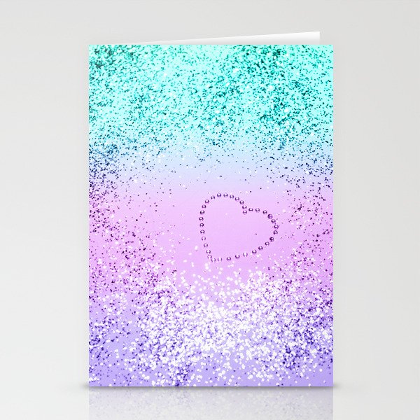 Sparkling UNICORN Girls Glitter Heart #9 #shiny #pastel #decor #art #society6 Stationery Cards