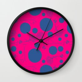 Circles and January Birth Flowers in Bright Pink Wall Clock