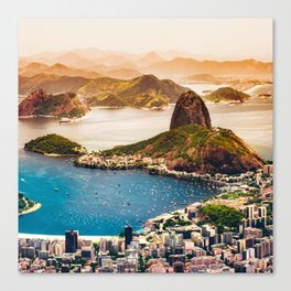 Brazil Photography - Beautiful Sunset Falling Over Rio De Janeiro Canvas Print