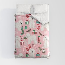 Bichon Frise pink christmas holiday themed pattern print pet friendly dog breed gifts Comforter