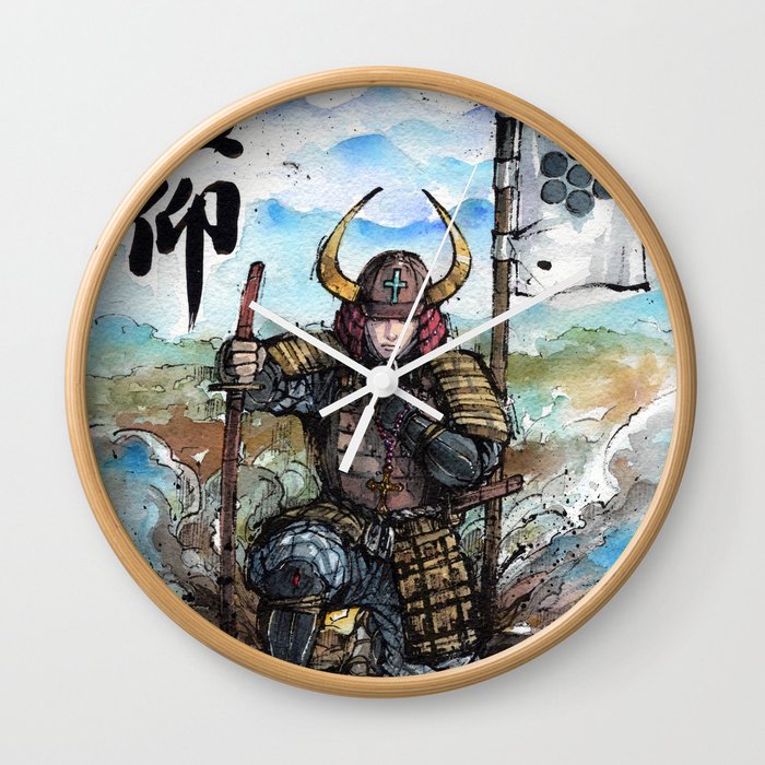 Takayama Ukon samurai Sumi with calligraphy Wall Clock