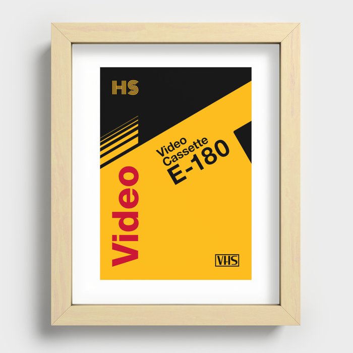 VHS cassette, case E-180 - retrowave poster, retrowave art Recessed Framed Print