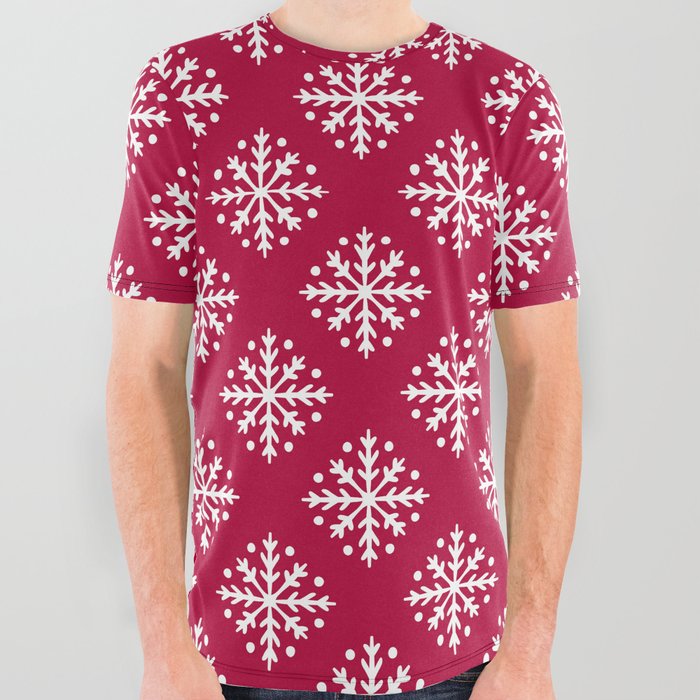 White Snowflakes All Over Graphic Tee