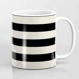 Beige and Black Horizontal Stripe Pattern Pairs Pantone Baby's Breath 11-0202 2022 Color Coffee Mug