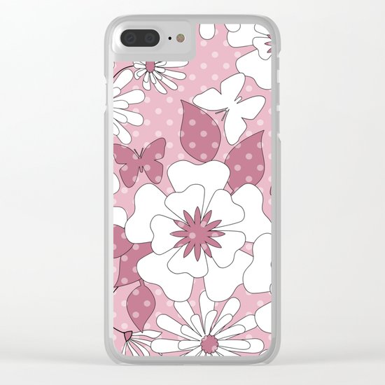 Delicate pink floral pattern. Clear iPhone Case