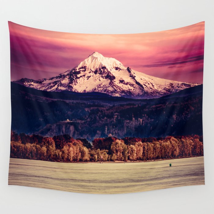 Mt Hood on Columbia River Wall Tapestry