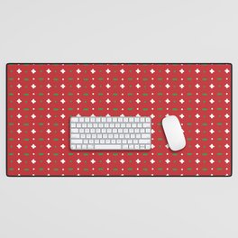 Christmas vector green and white horizontal and vertical stitches aligned on red background seamless Desk Mat