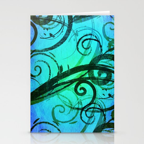 Blue Rustic Swirls Stationery Cards