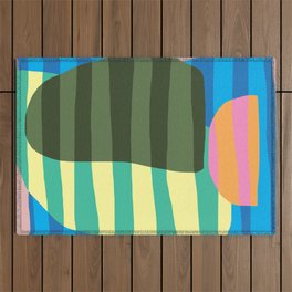 Striped shapes cut out collage 9 Outdoor Rug