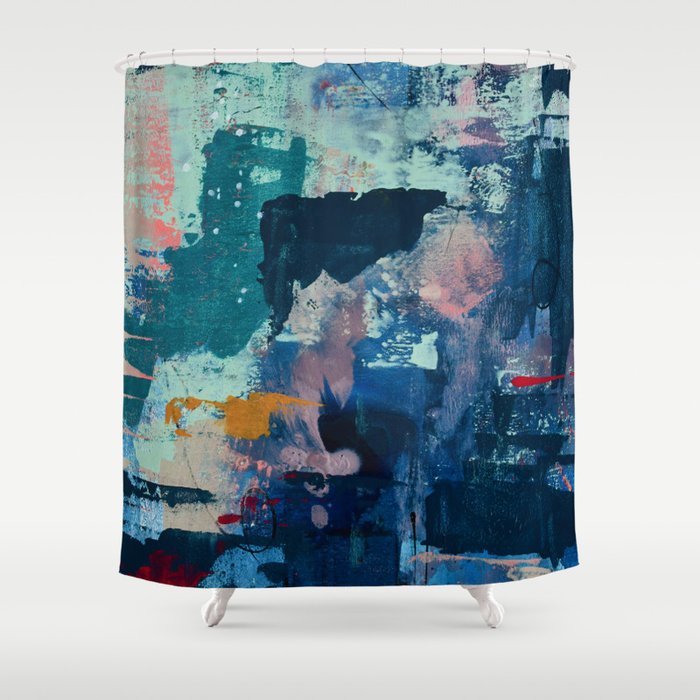 The Peace of Wild Things: a vibrant abstract piece in a variety of colors by Alyssa Hamilton Art Shower Curtain