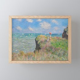 Claude Monet " Cliff Walk at Pourville" Framed Mini Art Print