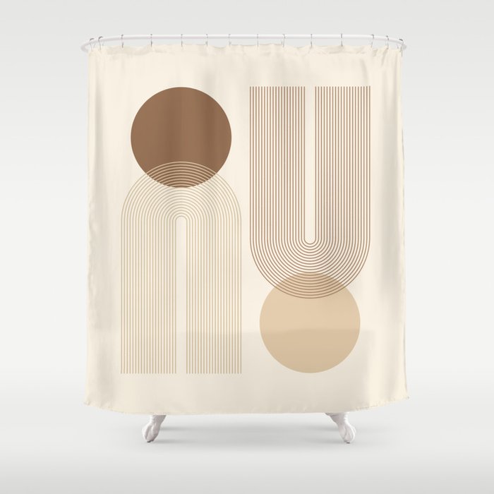 Geometric Lines in Neutral Colors Shower Curtain
