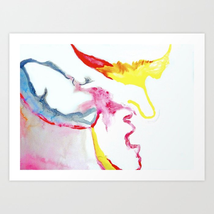 Synesthesia Fig. I (painting, colorful, abstract, pink, music, watercolor, decor) Art Print