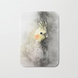 Portrait of a cockatiel Bath Mat | Yellow, Beautiful, Bird, Wild, Painting, Paint, Head, Eye, Feather, One 