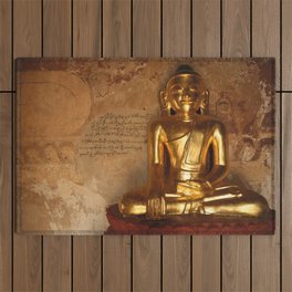 Meditation Buddha gold - Myanmar Temple - Illustration Outdoor Rug