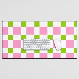 square and tartan 76- green and pink Desk Mat