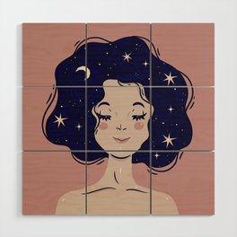 Girl with heavenly hair Wood Wall Art