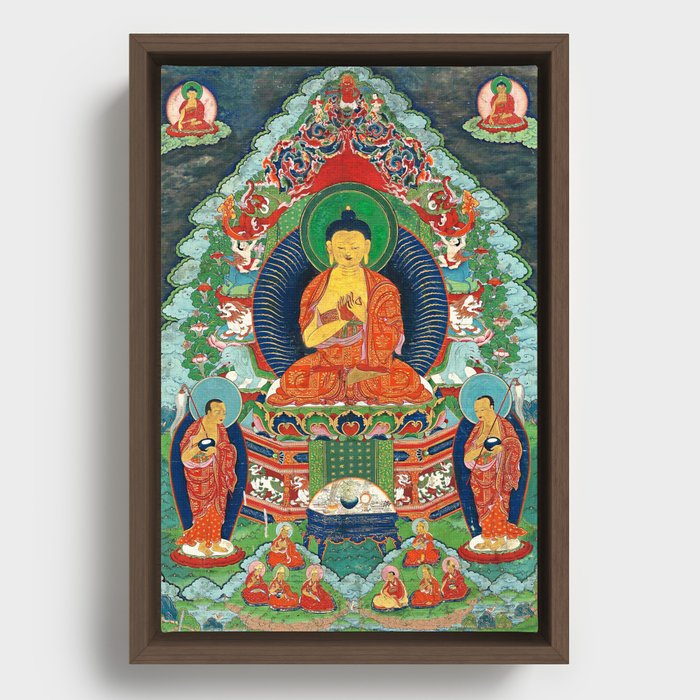 Tibetan Buddha Thangka Dhyanasana Framed Canvas