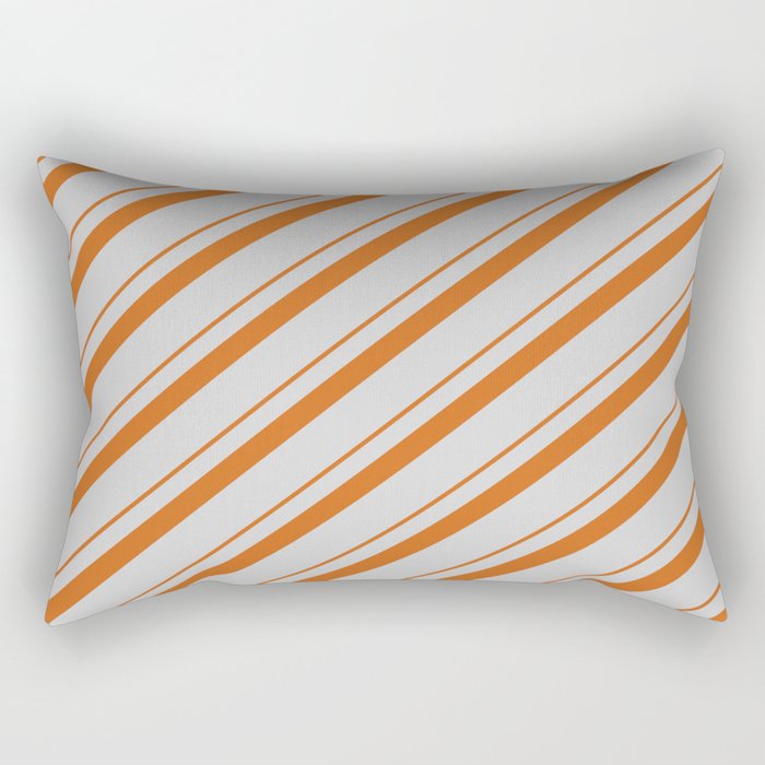 Chocolate & Light Grey Colored Striped Pattern Rectangular Pillow