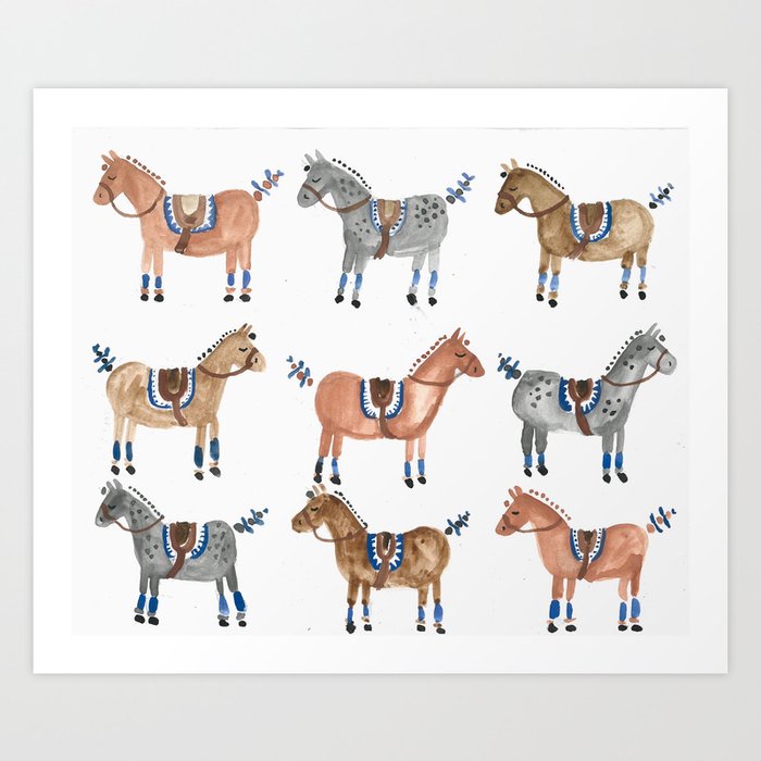 Polo Pony Parade Art Print