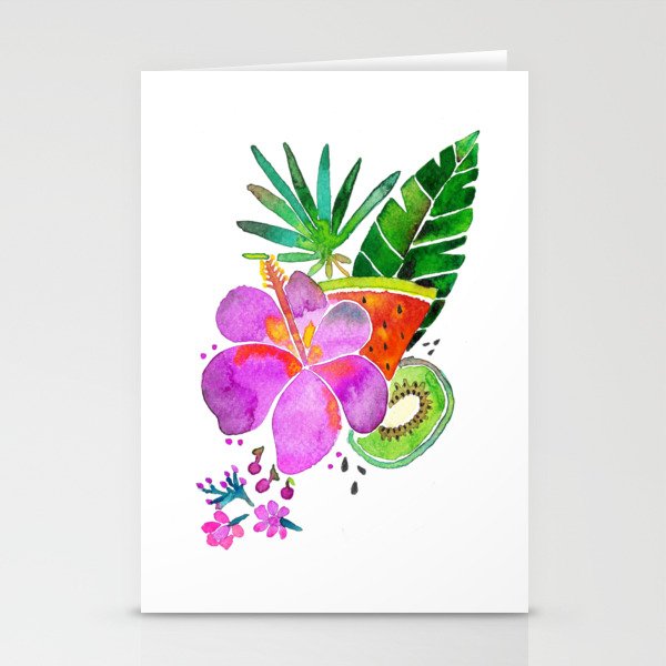 hibiscus and kiwi Stationery Cards