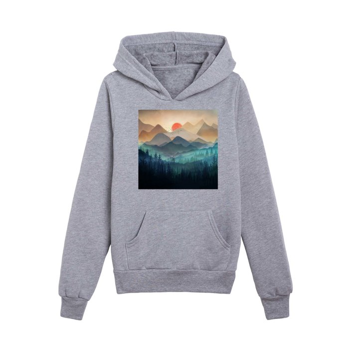 Wilderness Becomes Alive at Night Kids Pullover Hoodie