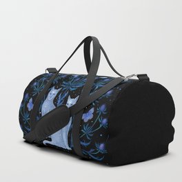 Blue Thistle & Cat Duffle Bag