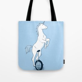 Unicorn on a unicycle - blue Tote Bag