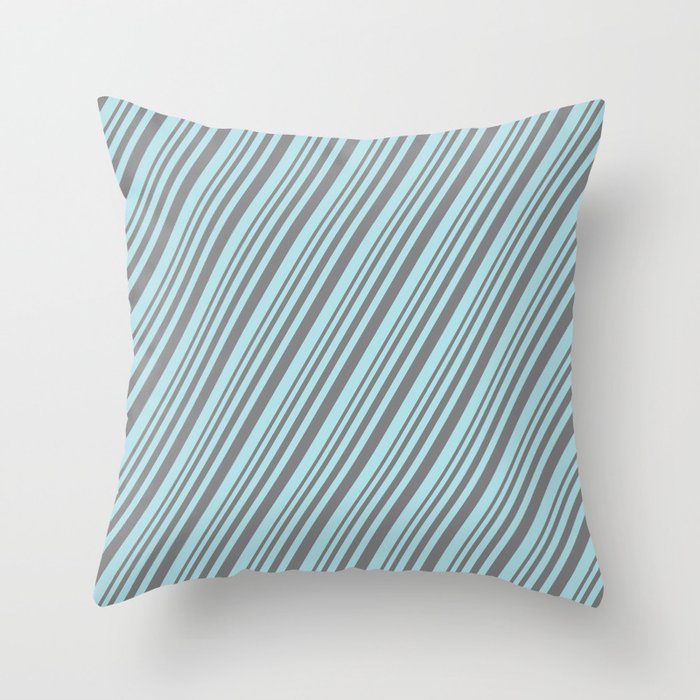 Grey and Powder Blue Colored Lines/Stripes Pattern Throw Pillow