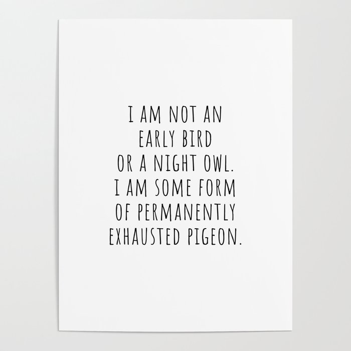I am not an early bird or a night owl Poster