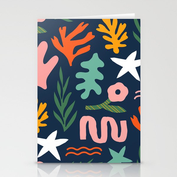 Abstract pattern with colorful nature leaf shapes Stationery Cards